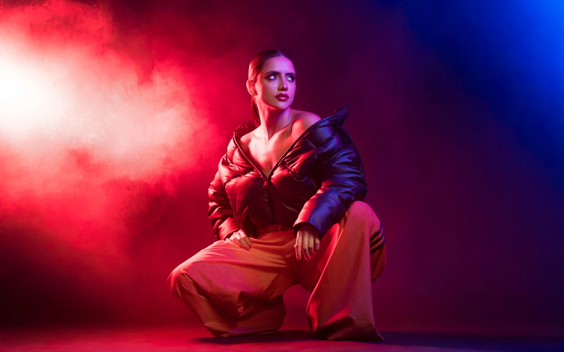 Creative portrait photography with dramatic green lighting by JPics Studio Boston